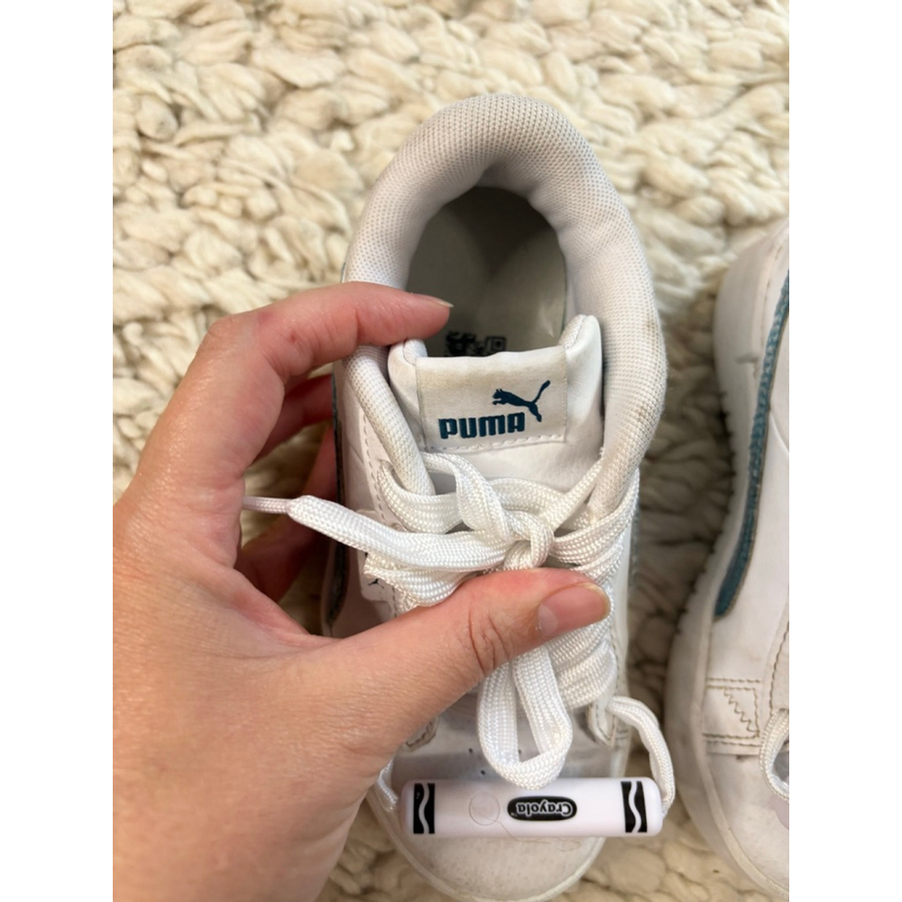Girls' Puma White & Blue Sparkle Sneakers Size 13 (Little Girl) lace up - Picture 6 of 9